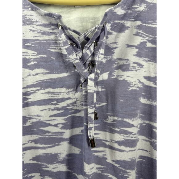 Chico's Weekends Purple Camo Zebra Lace-Up Pullover Tunic Size 3 US XL - Picture 2 of 5
